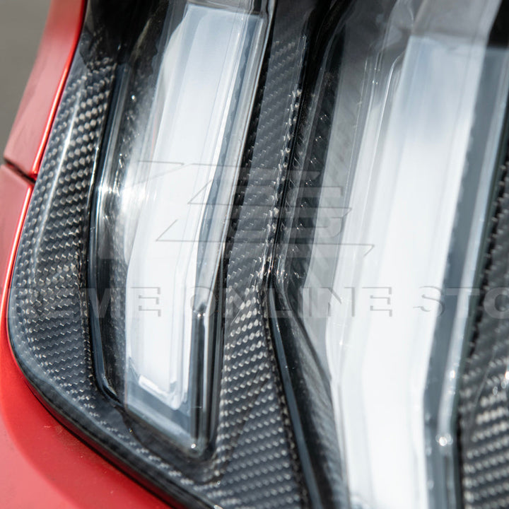 2018-23 Ford Mustang DRY CARBON FIBER Rear Tail Light Trim Bezel Cover Pair