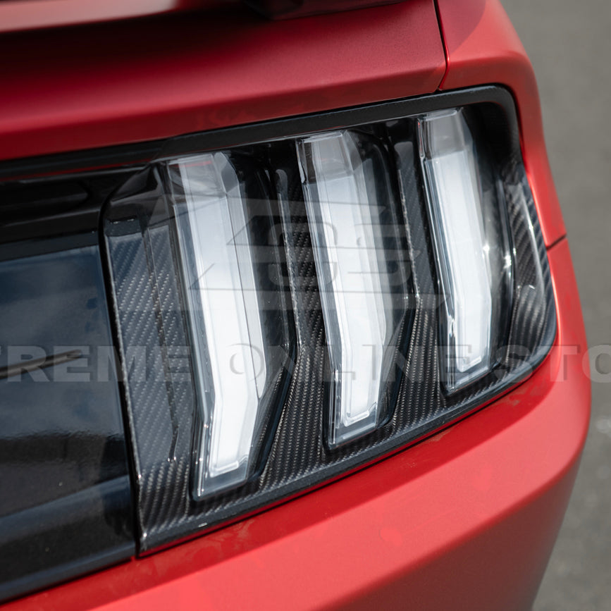 2018-23 Ford Mustang DRY CARBON FIBER Rear Tail Light Trim Bezel Cover Pair