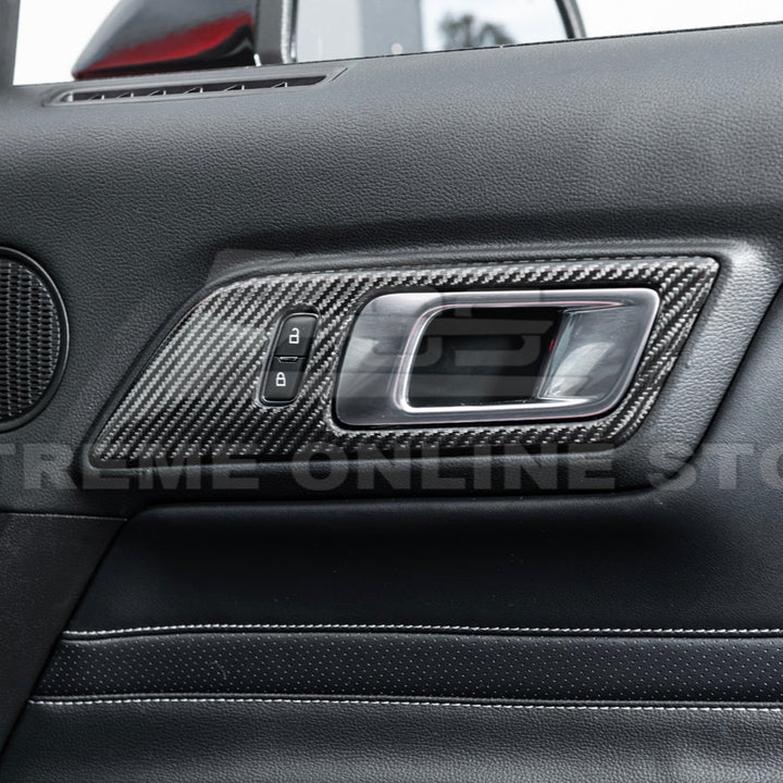 2015-Up Ford Mustang DRY CARBON FIBER Door Handle Panel Cover