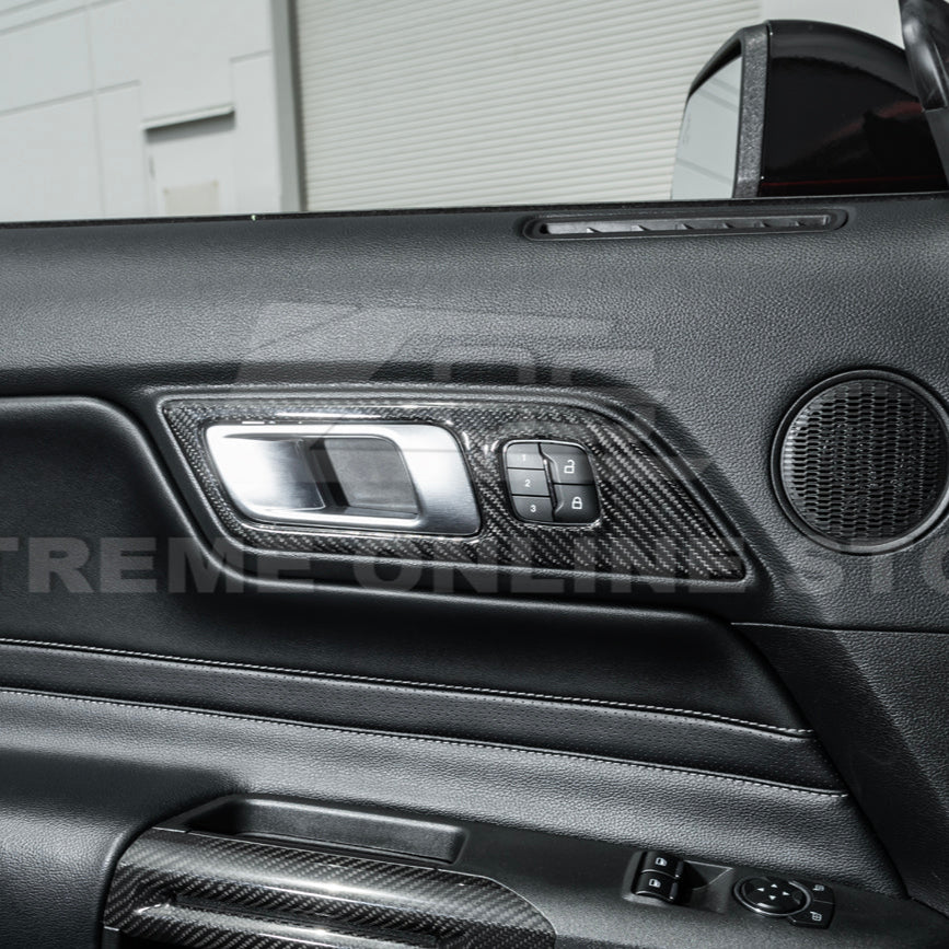 2015-Up Ford Mustang DRY CARBON FIBER Door Handle Panel Cover