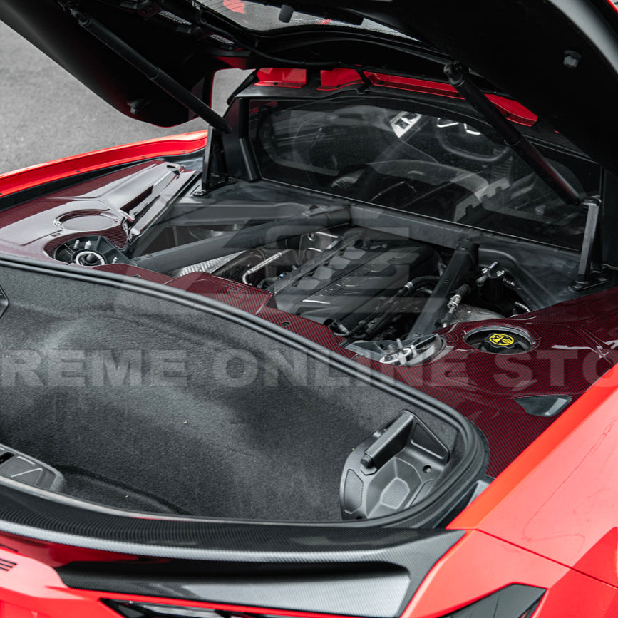 Corvette C8 DRY CARBON FIBER Coupe Engine Bay Panel Cover (3-Pieces Version)