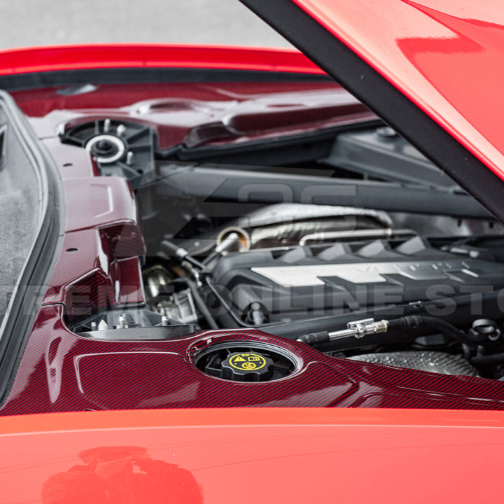 Corvette C8 DRY CARBON FIBER Coupe Engine Bay Panel Cover (3-Pieces Version)