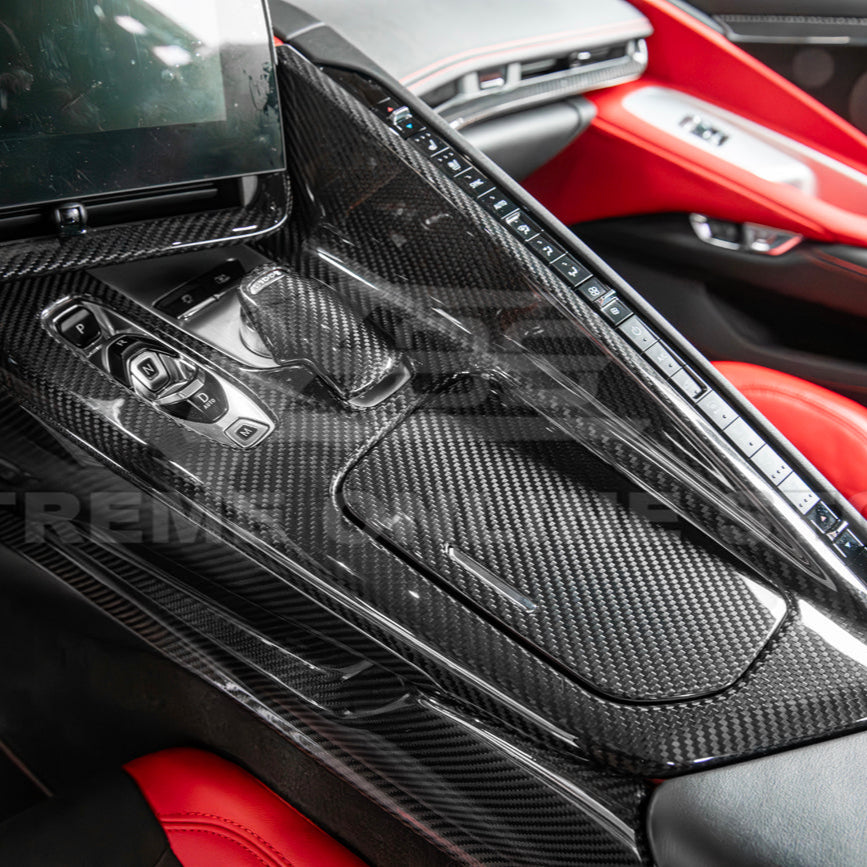 Corvette C8 DRY CARBON FIBER Center Console w/ Switch Trim Cover