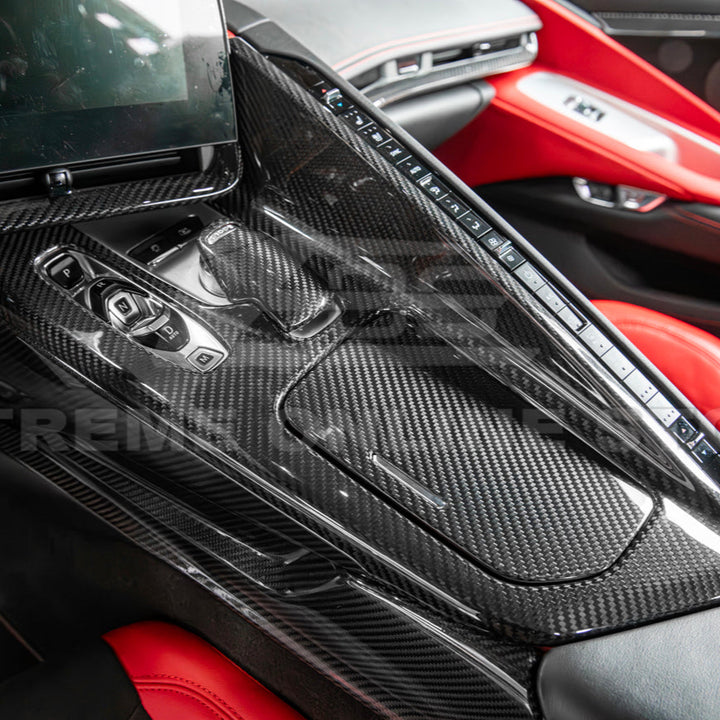 Corvette C8 DRY CARBON FIBER Center Console w/ Switch Trim Cover