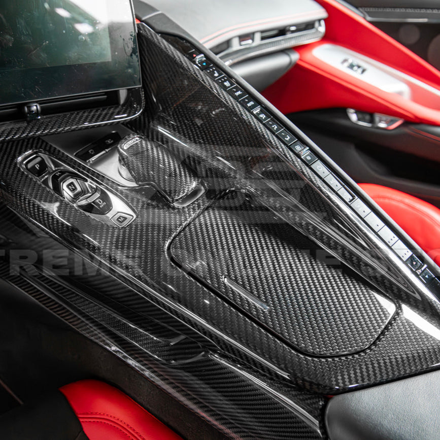 Corvette C8 DRY CARBON FIBER Center Console w/ Switch Trim Cover