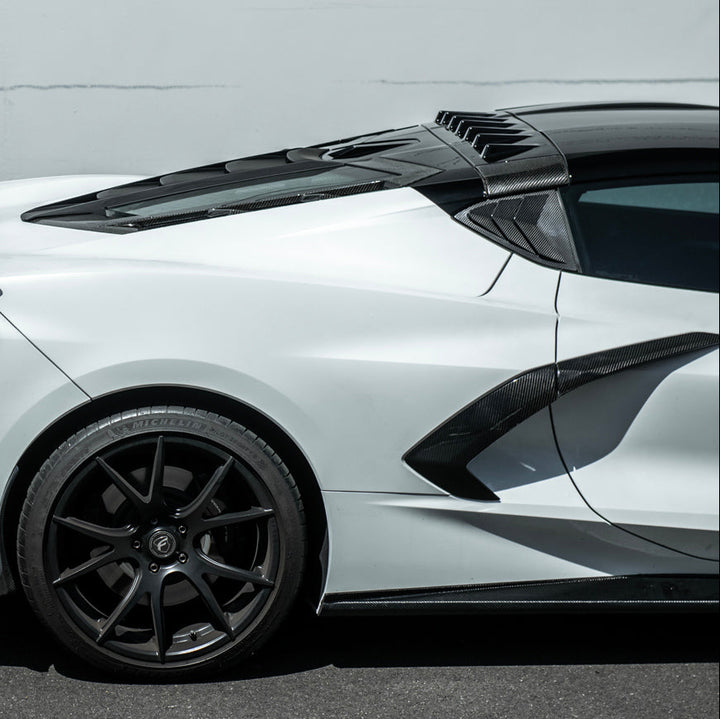 Corvette C8 | ZR1 Style CARBON FLASH Rear Window Vent Louver Cover