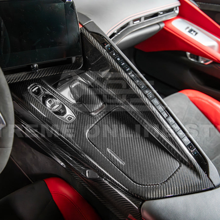 Corvette C8 DRY CARBON FIBER Center Console w/ Switch Trim Cover