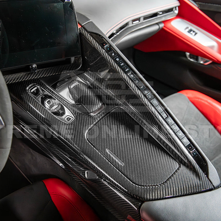Corvette C8 DRY CARBON FIBER Center Console w/ Switch Trim Cover