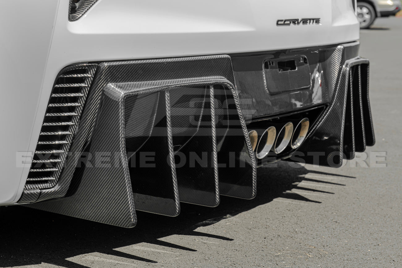 Corvette C7 Track Package Carbon Fiber Rear Bumper Finned Diffuser