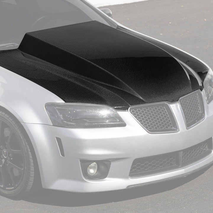 2008-09 Pontiac G8 CARBON FIBER Replacement Front Bumper Cowl Hood Cover outlet C-10 HOOD-943-BKCF-C-10