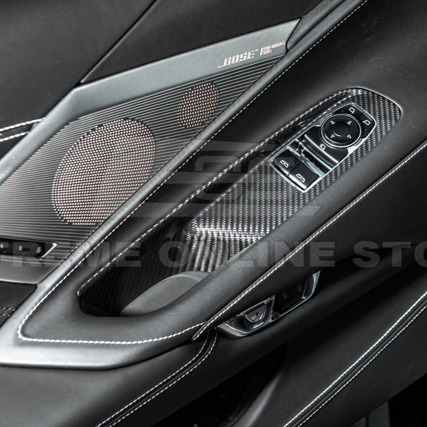 Corvette C8 Coupe DRY CARBON FIBER Side Window Switch Control Panel Cover