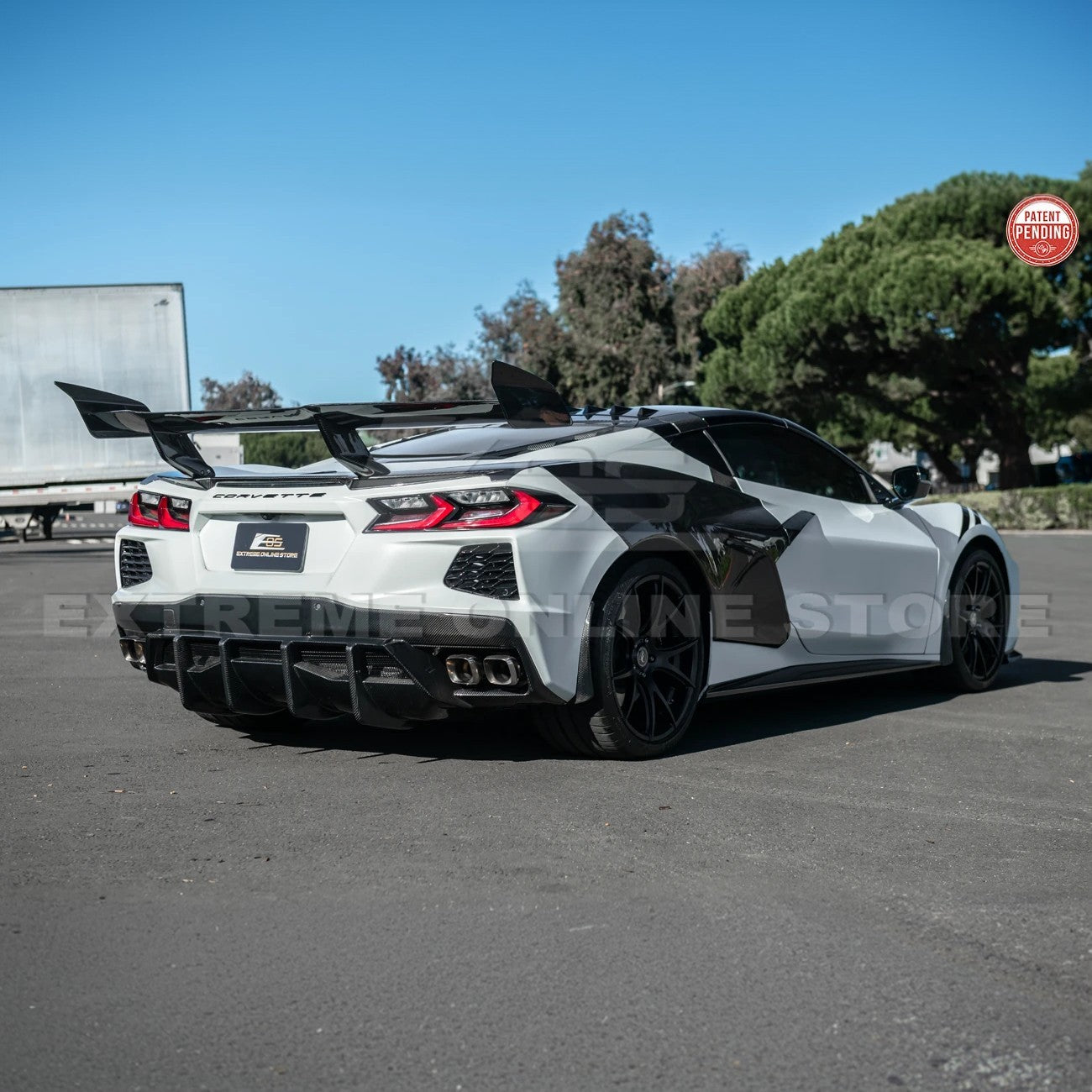 Corvette C8 ZR1 Style CARBON FIBER Rear High Wing Spoiler Bracket