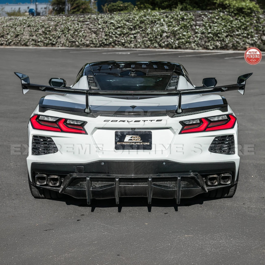 Corvette C8 ZR1 Style DRY CARBON FIBER Rear High Wing Spoiler Bracket