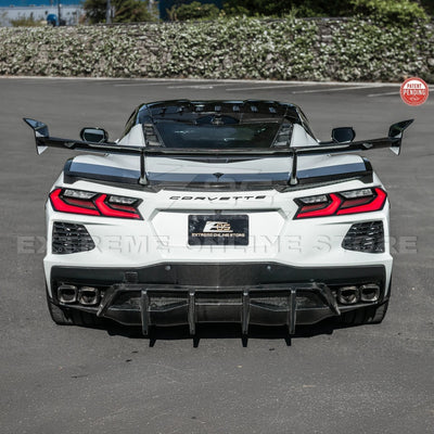 Corvette C8 ZR1 Style CARBON FIBER Rear High Wing Spoiler Bracket