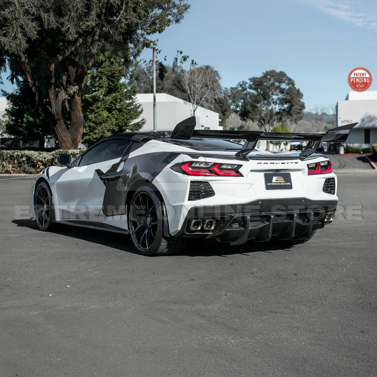 Corvette C8 ZR1 Style CARBON FIBER Rear High Wing Spoiler Bracket