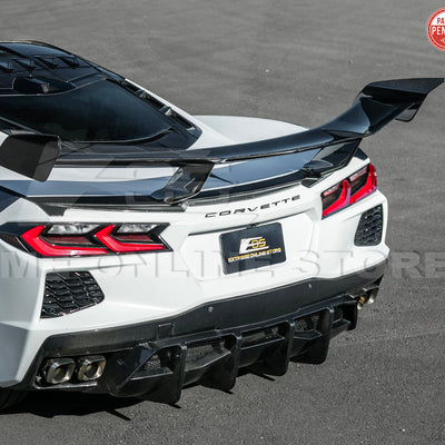 Corvette C8 ZR1 Style CARBON FIBER Rear High Wing Spoiler Bracket