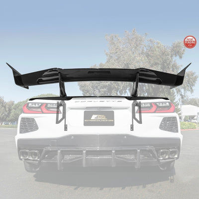 Corvette C8 ZR1 Style CARBON FIBER Rear High Wing Spoiler Bracket