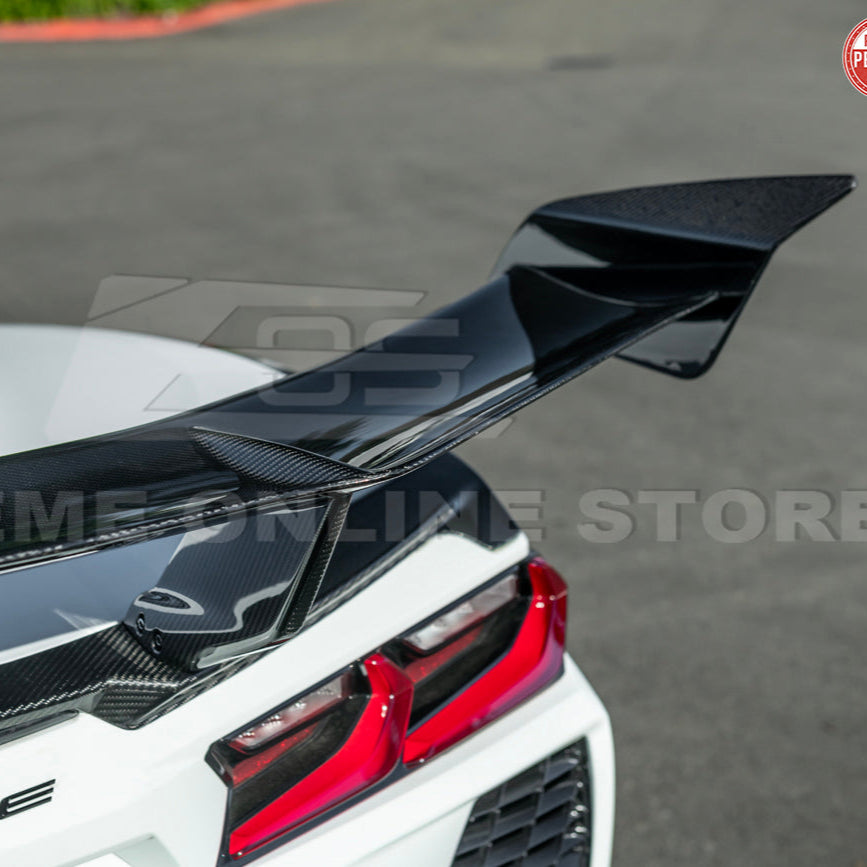 Corvette C8 ZR1 Style CARBON FIBER Rear High Wing Spoiler Bracket