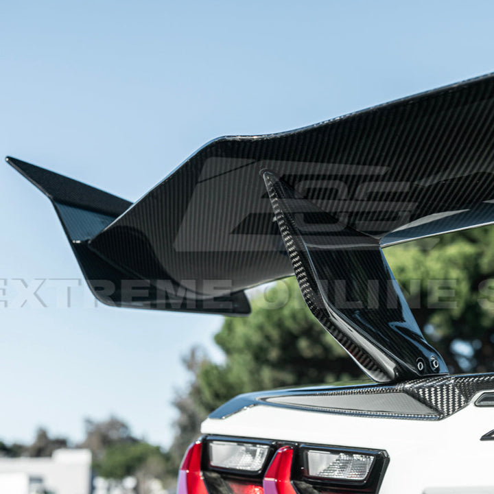 Corvette C8 ZR1 Style DRY CARBON FIBER Rear High Wing Spoiler Bracket