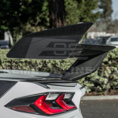 Corvette C8 ZR1 Style CARBON FIBER Rear High Wing Spoiler Bracket