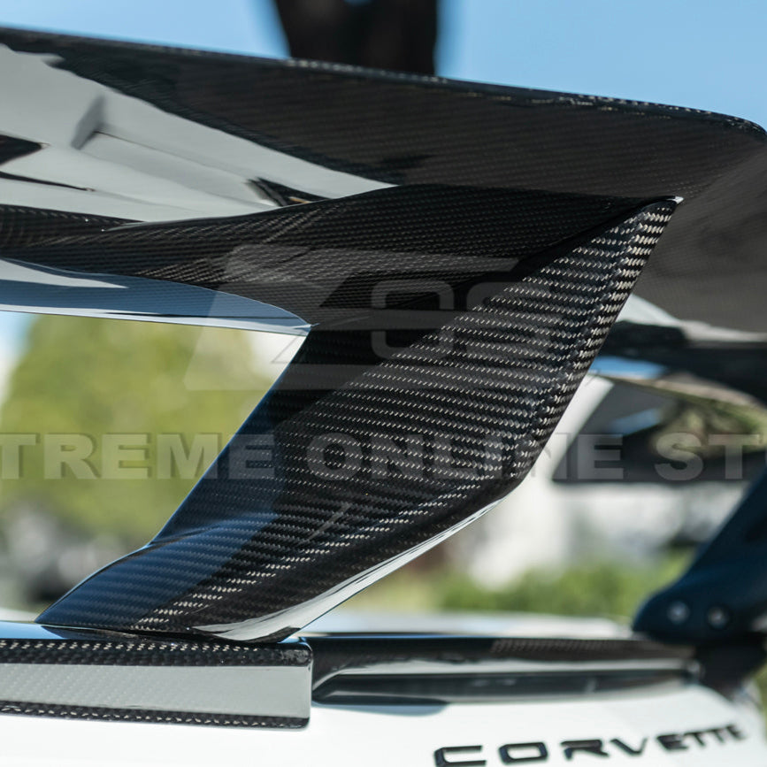Corvette C8 ZR1 Style DRY CARBON FIBER Rear High Wing Spoiler Bracket