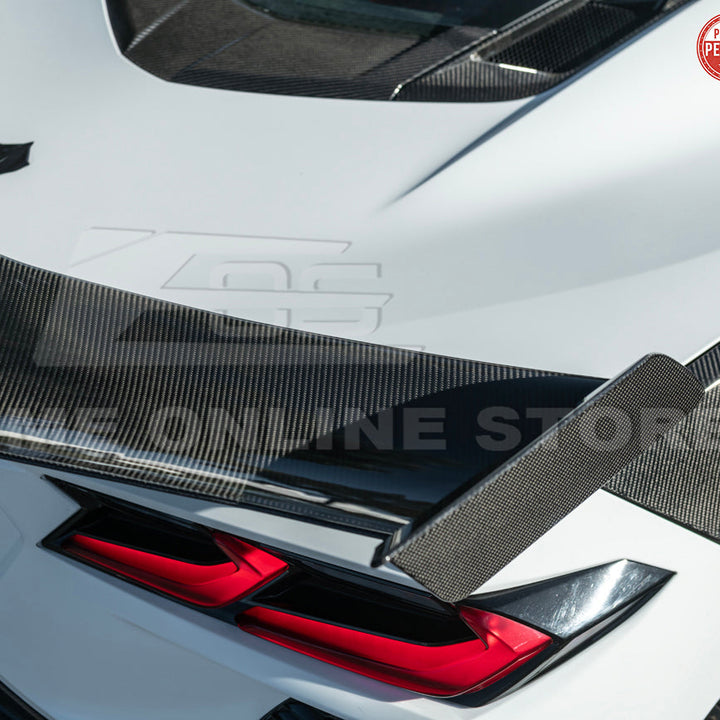 Corvette C8 ZR1 Style DRY CARBON FIBER Rear High Wing Spoiler Bracket