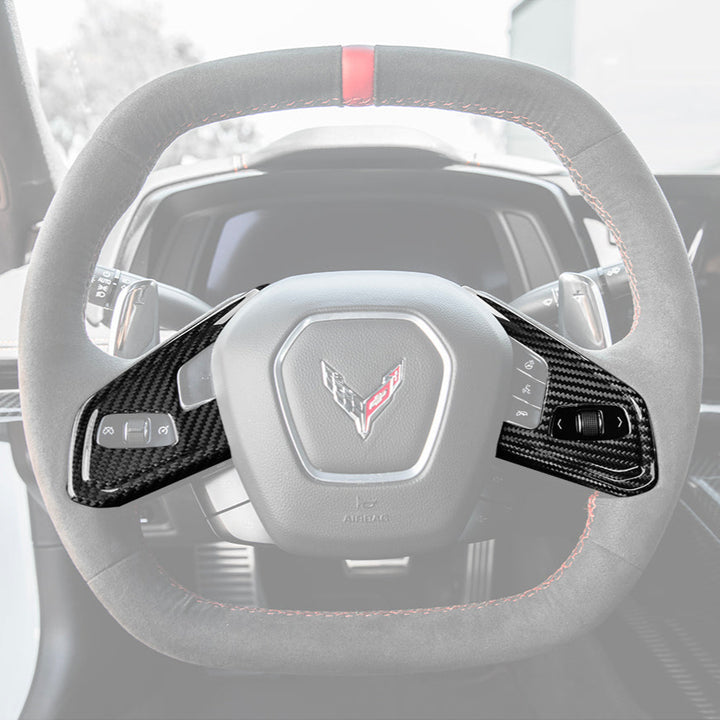Corvette C8 DRY CARBON FIBER Steering Wheel Trim Cover