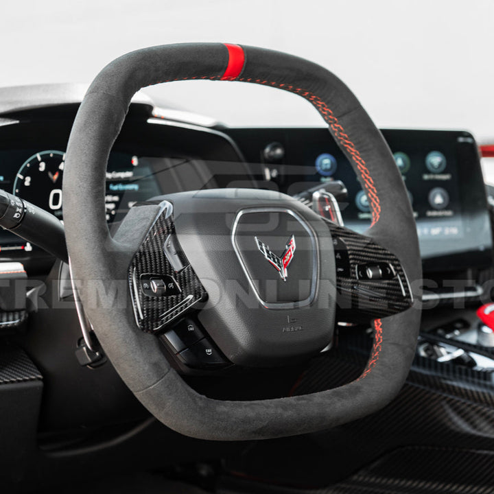 Corvette C8 DRY CARBON FIBER Steering Wheel Trim Cover