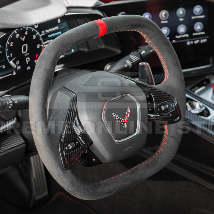 Corvette C8 DRY CARBON FIBER Steering Wheel Trim Cover