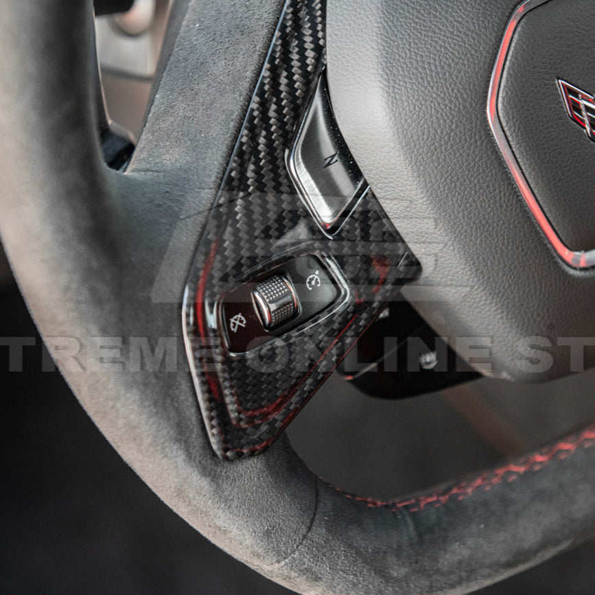 Corvette C8 DRY CARBON FIBER Steering Wheel Trim Cover