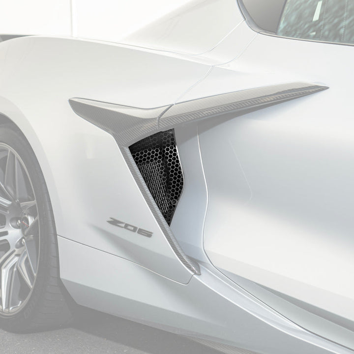 Corvette C8 Z06 Aluminum Black Rear Side Intake Mesh Grille Inserts