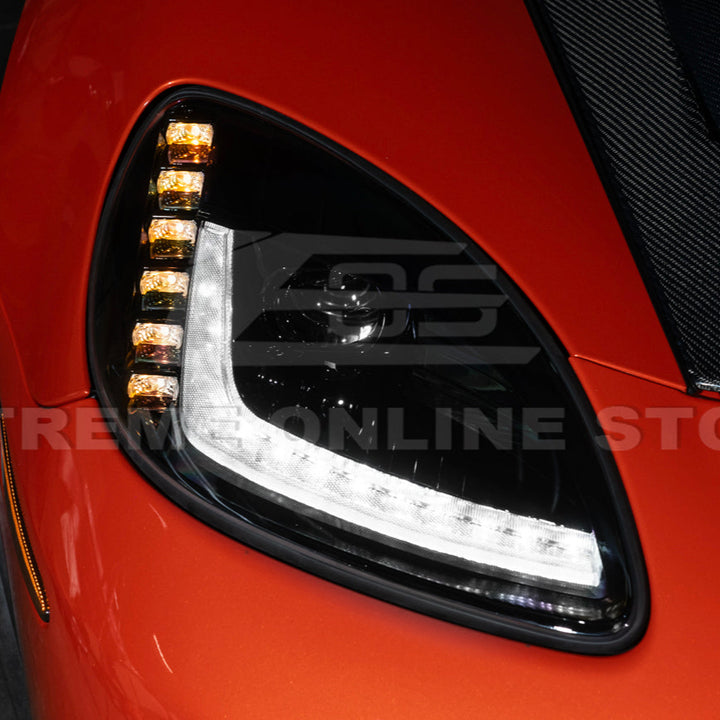 2005-13 Corvette C6 l C7 Style Projector LED Sequential Signal Turn Headlights