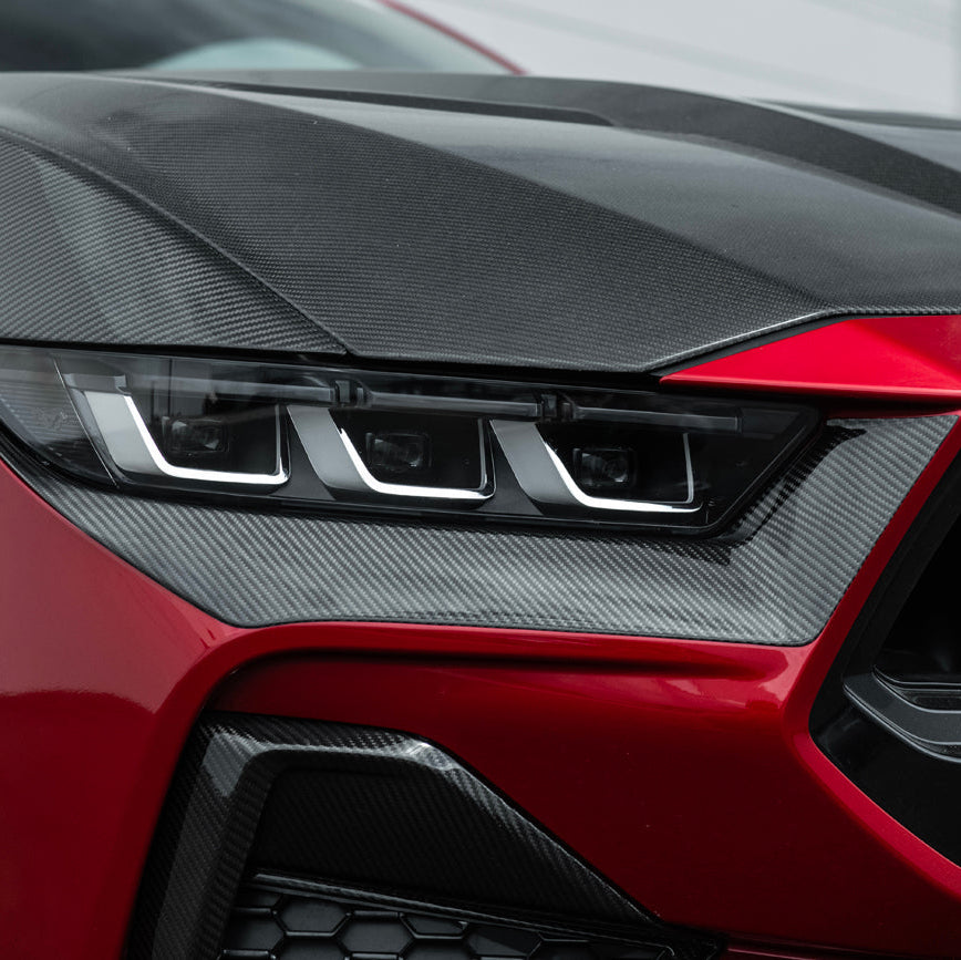 2024-Up Ford Mustang GT | Dry Carbon Fiber Overlay Headlight Eyebrow