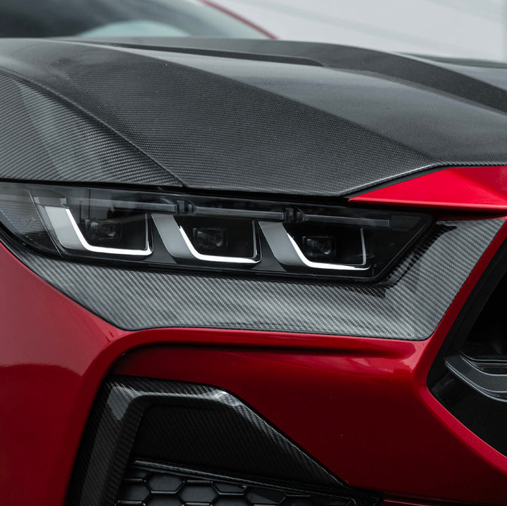 2024-Up Ford Mustang GT | Dry Carbon Fiber Overlay Headlight Eyebrow
