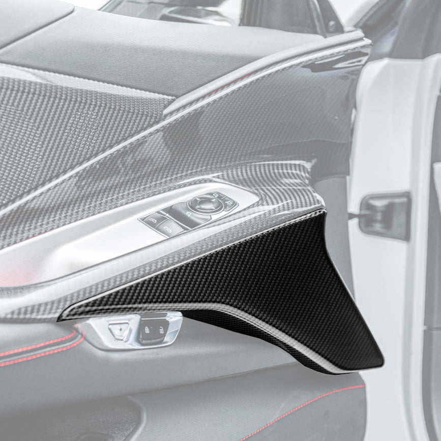 Corvette C8 DRY CARBON FIBER Window Switch Trim &amp; Pillar Panel Cover