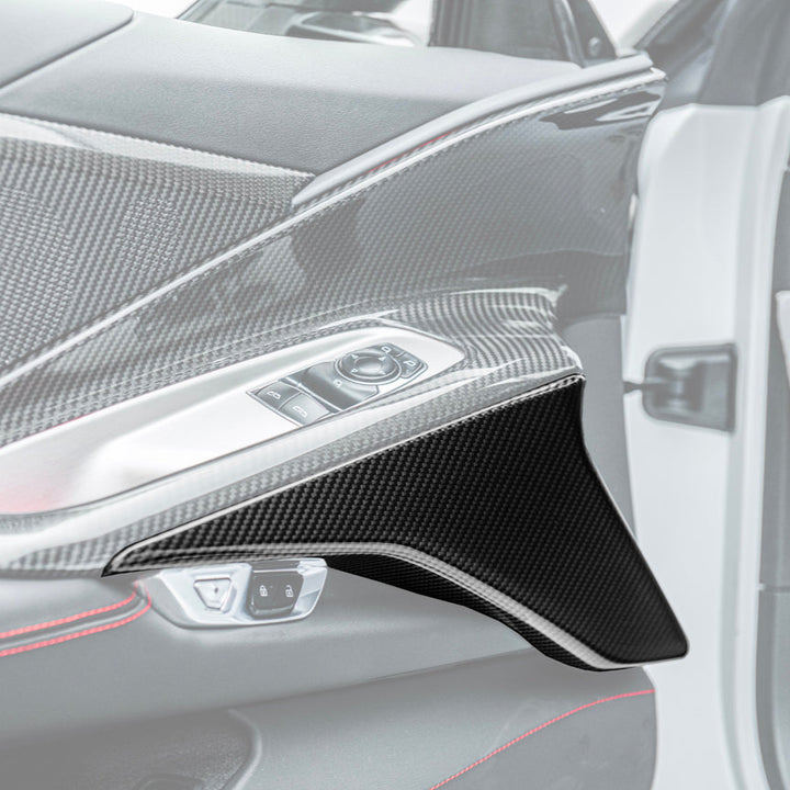 Corvette C8 DRY CARBON FIBER Window Switch Trim &amp; Pillar Panel Cover