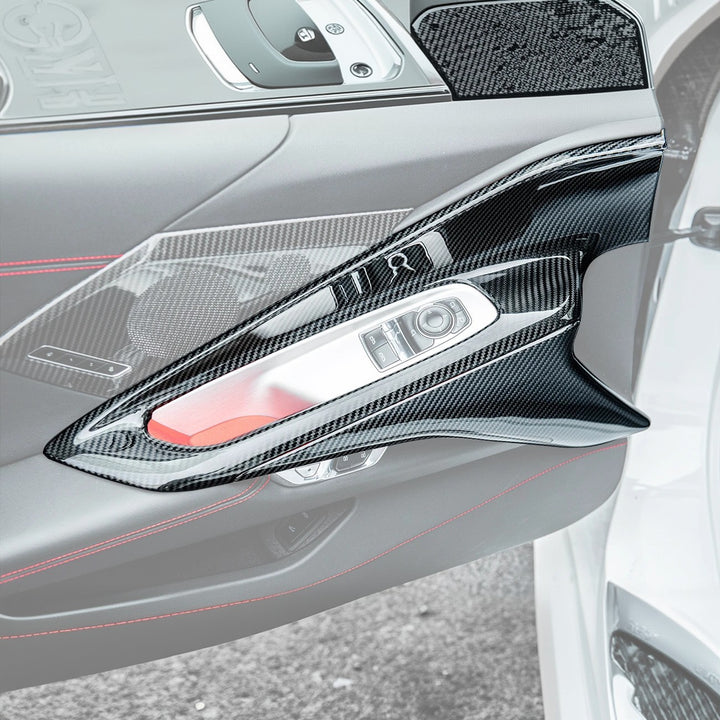 Corvette C8 DRY CARBON FIBER Window Switch Trim &amp; Pillar Panel Cover