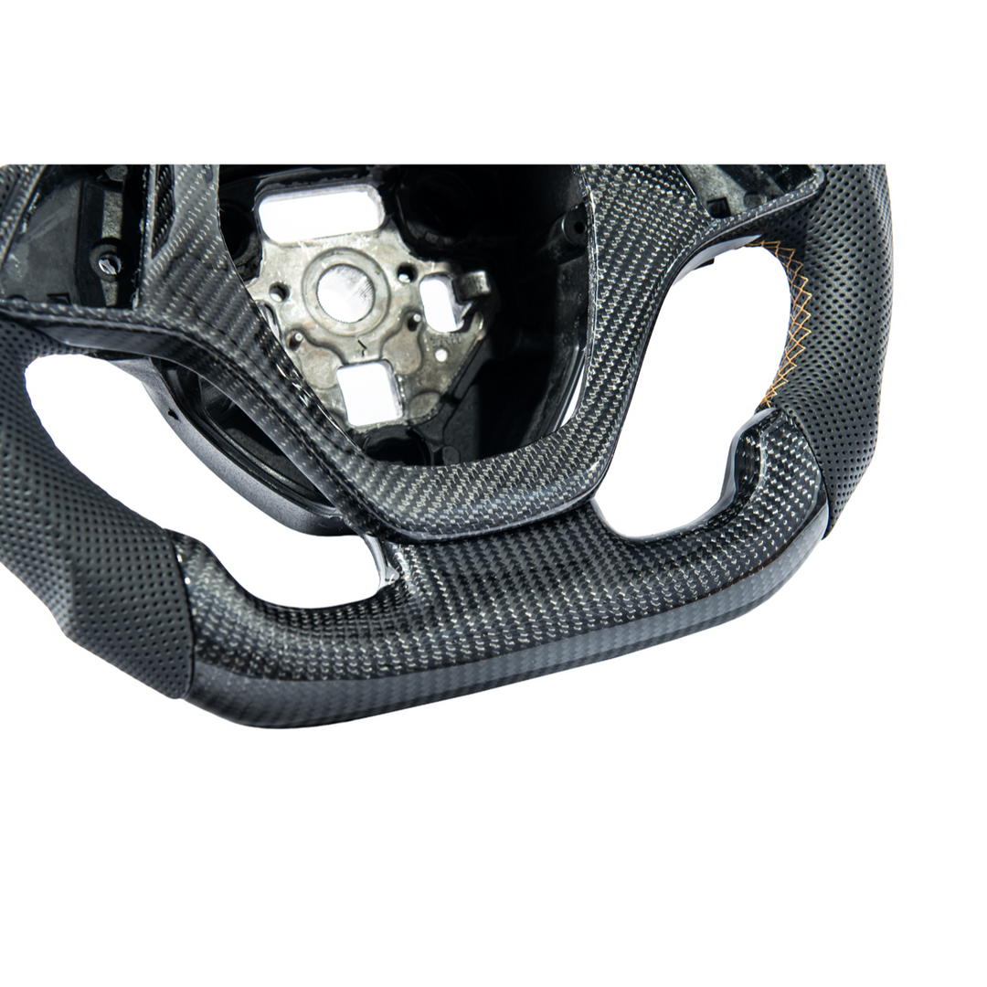 Chevrolet Corvette C7 Black Leather Orange Stitching Carbon Fiber Steering Wheel