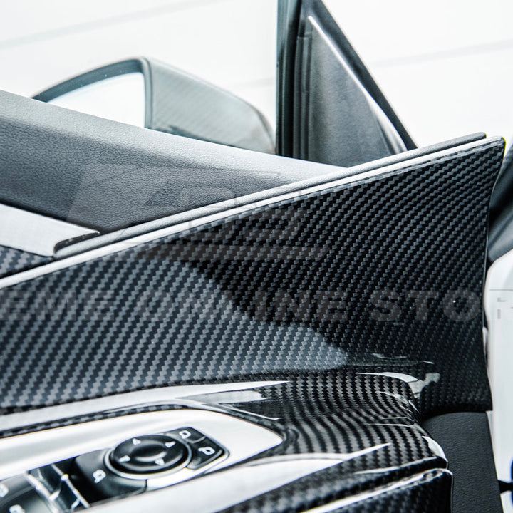 Corvette C8 DRY CARBON FIBER Window Switch Trim &amp; Pillar Panel Cover