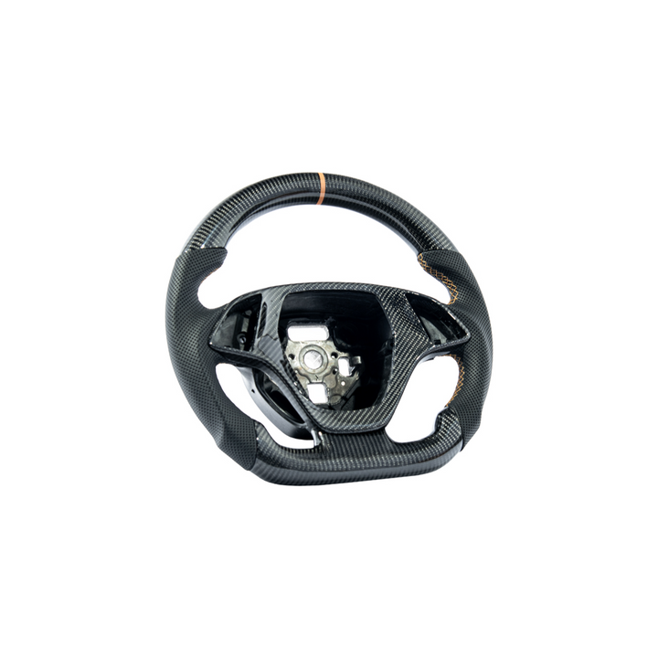 Chevrolet Corvette C7 Black Leather Orange Stitching Carbon Fiber Steering Wheel