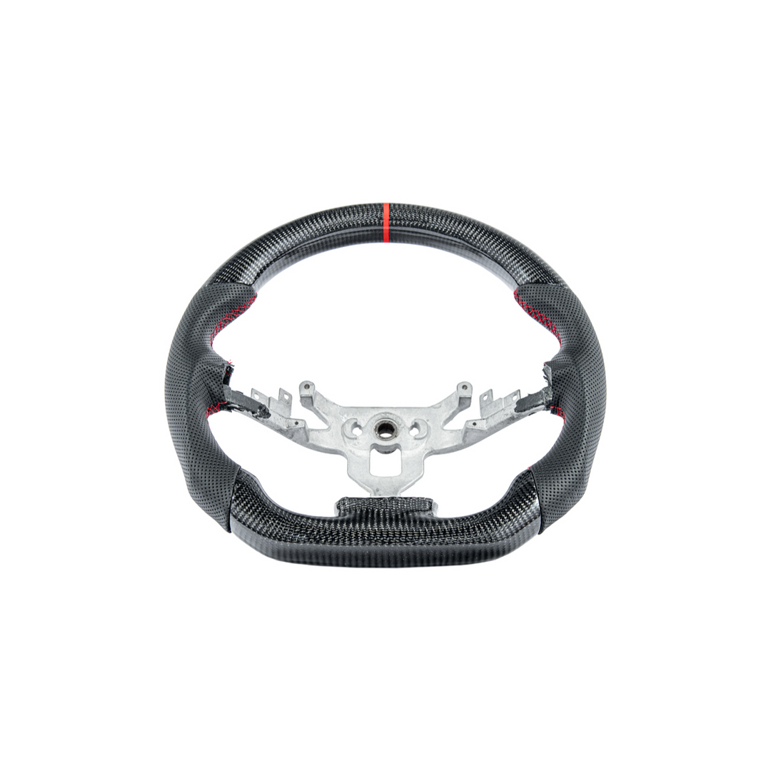 2006-13 Corvette C6 CARBON FIBER Perforated Leather Red Stripe Steering Wheel
