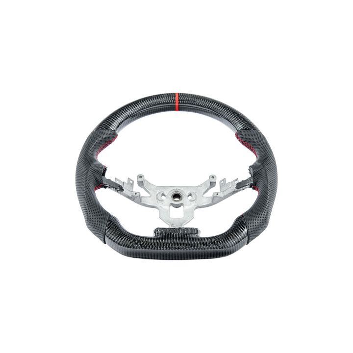 2006-13 Corvette C6 CARBON FIBER Perforated Leather Red Stripe Steering Wheel