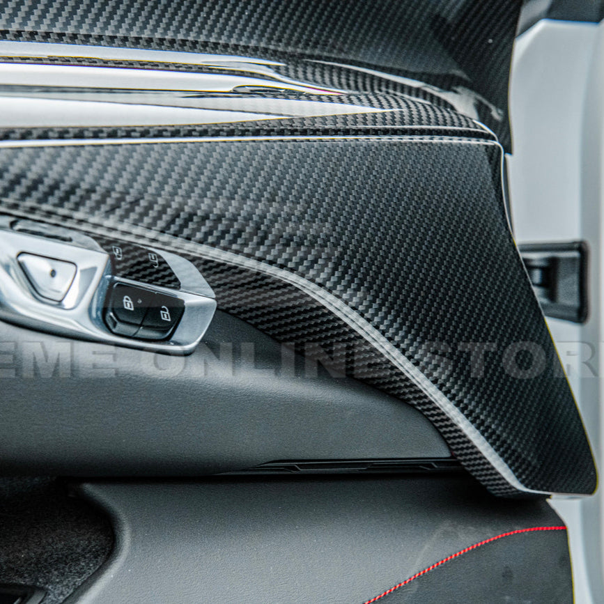 Corvette C8 DRY CARBON FIBER Window Switch Trim &amp; Pillar Panel Cover