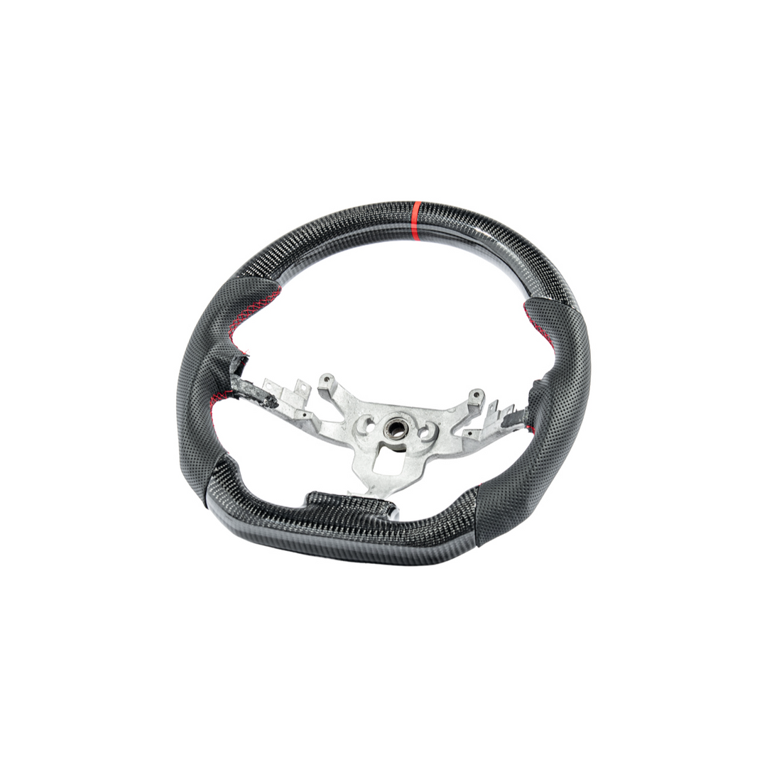 2006-13 Corvette C6 CARBON FIBER Perforated Leather Red Stripe Steering Wheel