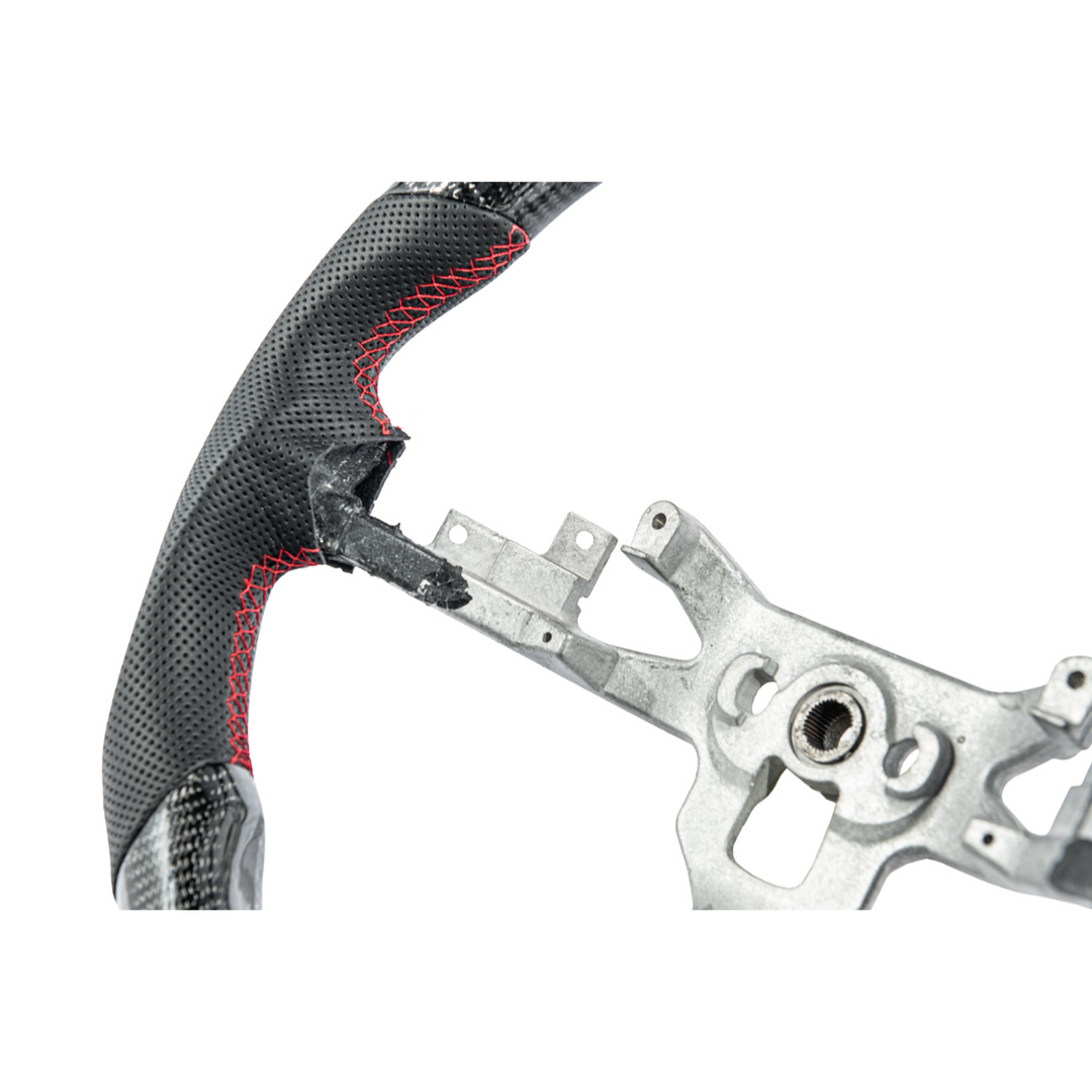 2006-13 Corvette C6 CARBON FIBER Perforated Leather Red Stripe Steering Wheel