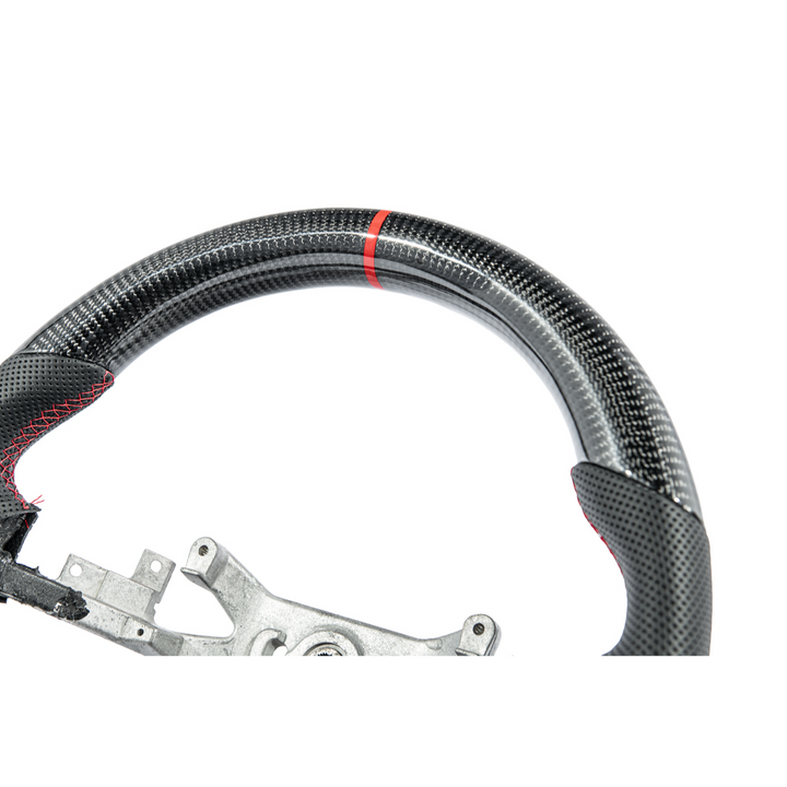 2006-13 Corvette C6 CARBON FIBER Perforated Leather Red Stripe Steering Wheel