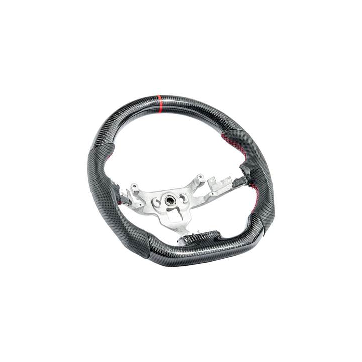 2006-13 Corvette C6 CARBON FIBER Perforated Leather Red Stripe Steering Wheel