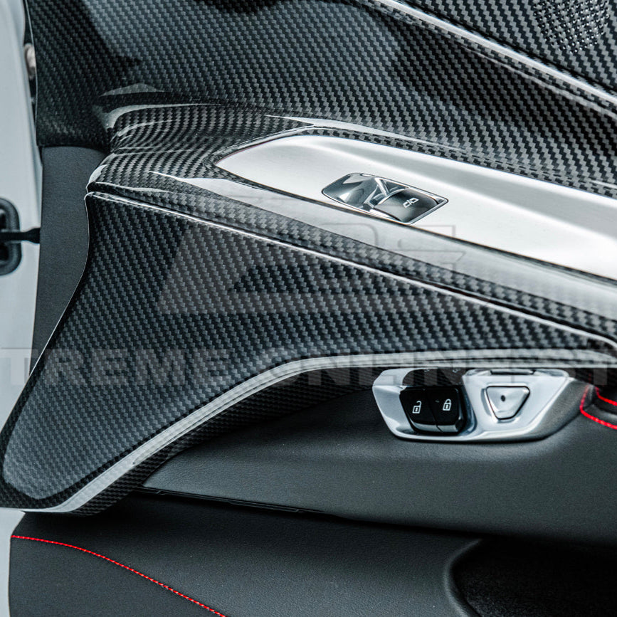 Corvette C8 DRY CARBON FIBER Window Switch Trim &amp; Pillar Panel Cover