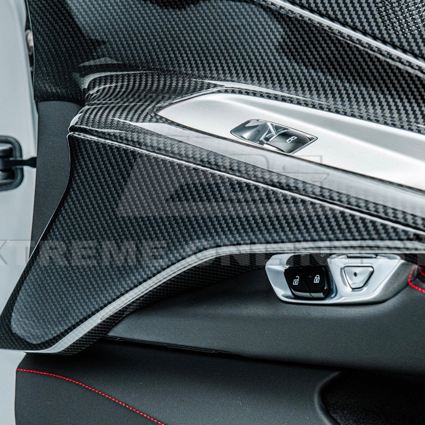 Corvette C8 DRY CARBON FIBER Window Switch Trim &amp; Pillar Panel Cover