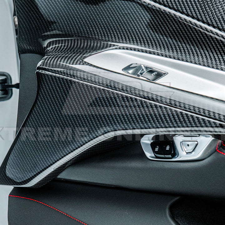 Corvette C8 DRY CARBON FIBER Window Switch Trim &amp; Pillar Panel Cover